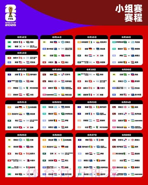 2026世界杯小组赛赛程高清